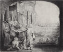 Peter and John at the Gate of the Temple. by Rembrandt van Rijn