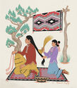 Untitled (two Diné women), after the gouache by Harrison Begay