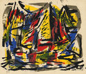Untitled (abstraction in primary colors) by Eve Medoff