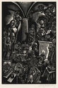 The Follies of Worshipping Idols (from: In Praise of Folly portfolio of 10 woodcuts) by Fritz Eichenberg