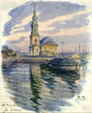(Church on Waterfront) by Emil Axel Krause