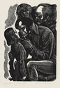 Three Men Looking At Child by Fritz Eichenberg