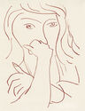 Untitled (contemplative woman) - from Visages portfolio by Henri Matisse