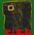 Bete (Abstract animal black and yellow against kelly green) by Jacques Soisson