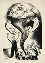 (Editorial comic for a publication: genie emerging from a broken stone) by Pele de Lappe